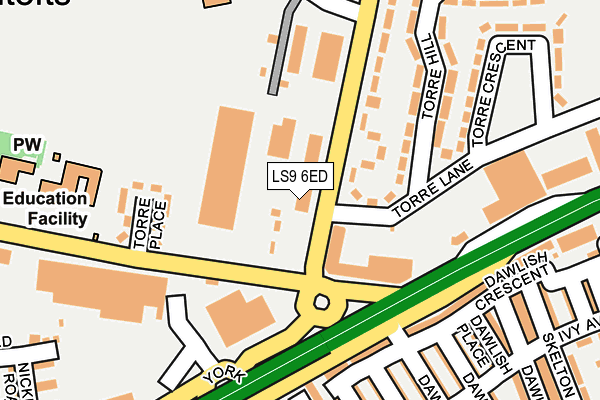 LS9 6ED map - OS OpenMap – Local (Ordnance Survey)