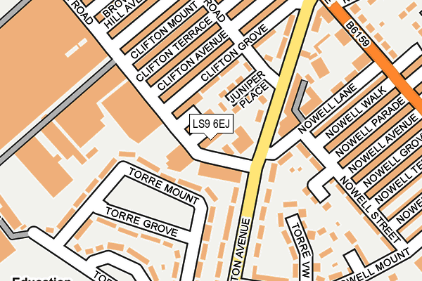 LS9 6EJ map - OS OpenMap – Local (Ordnance Survey)