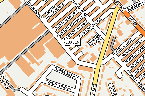 LS9 6EN map - OS OpenMap – Local (Ordnance Survey)