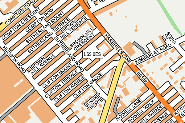 LS9 6ES map - OS OpenMap – Local (Ordnance Survey)
