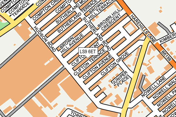 LS9 6ET map - OS OpenMap – Local (Ordnance Survey)