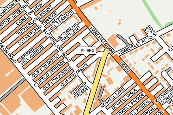 LS9 6EX map - OS OpenMap – Local (Ordnance Survey)