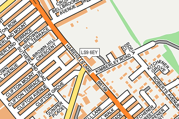 LS9 6EY map - OS OpenMap – Local (Ordnance Survey)