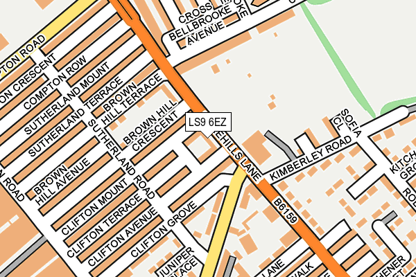 LS9 6EZ map - OS OpenMap – Local (Ordnance Survey)