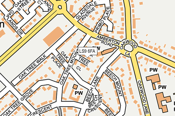 LS9 6FA map - OS OpenMap – Local (Ordnance Survey)
