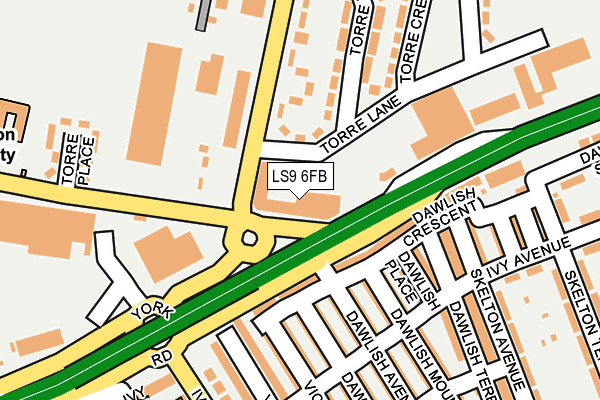 LS9 6FB map - OS OpenMap – Local (Ordnance Survey)