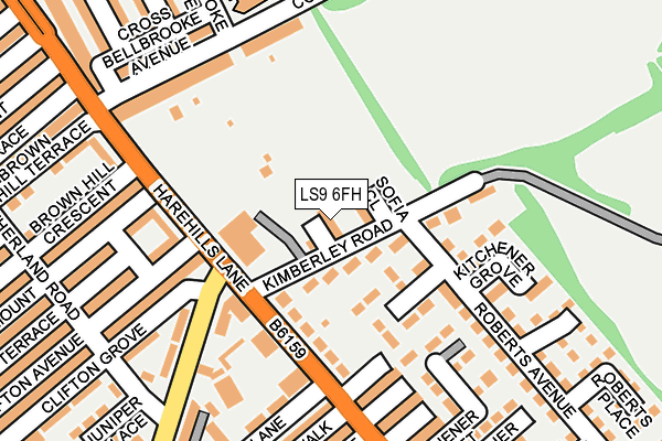 LS9 6FH map - OS OpenMap – Local (Ordnance Survey)