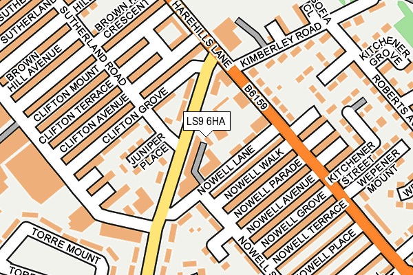 LS9 6HA map - OS OpenMap – Local (Ordnance Survey)