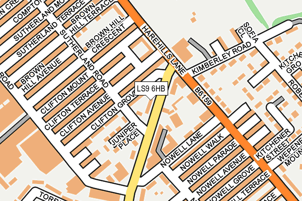 LS9 6HB map - OS OpenMap – Local (Ordnance Survey)