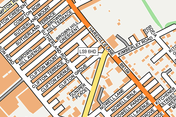 LS9 6HD map - OS OpenMap – Local (Ordnance Survey)