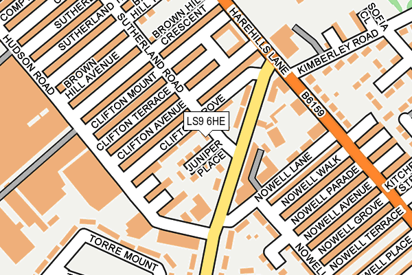 LS9 6HE map - OS OpenMap – Local (Ordnance Survey)