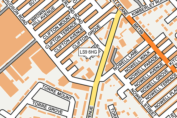 LS9 6HG map - OS OpenMap – Local (Ordnance Survey)