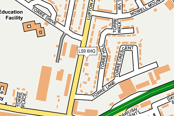 LS9 6HQ map - OS OpenMap – Local (Ordnance Survey)