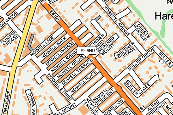LS9 6HU map - OS OpenMap – Local (Ordnance Survey)