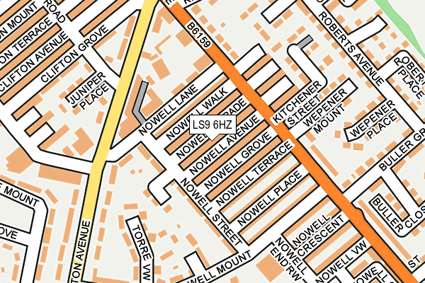 LS9 6HZ map - OS OpenMap – Local (Ordnance Survey)