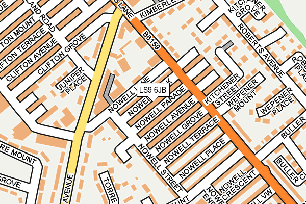 LS9 6JB map - OS OpenMap – Local (Ordnance Survey)
