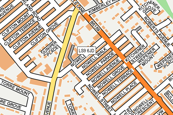 LS9 6JD map - OS OpenMap – Local (Ordnance Survey)