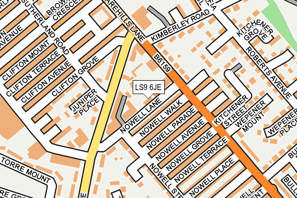 LS9 6JE map - OS OpenMap – Local (Ordnance Survey)