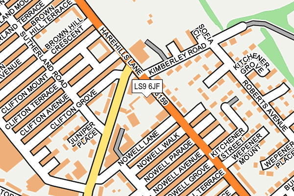 LS9 6JF map - OS OpenMap – Local (Ordnance Survey)
