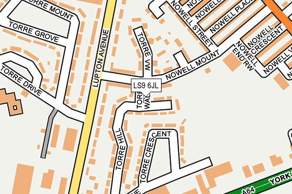 LS9 6JL map - OS OpenMap – Local (Ordnance Survey)