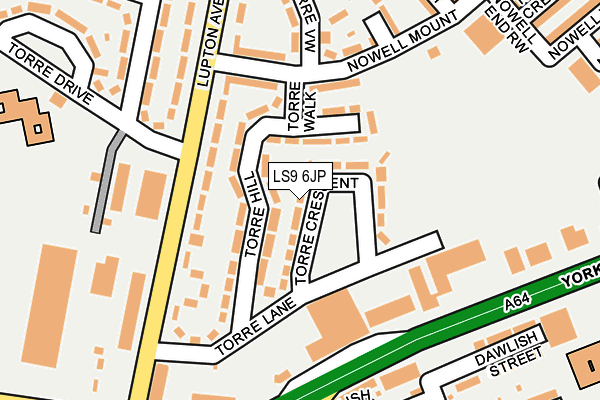 LS9 6JP map - OS OpenMap – Local (Ordnance Survey)