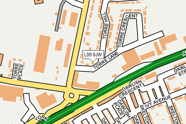 LS9 6JW map - OS OpenMap – Local (Ordnance Survey)