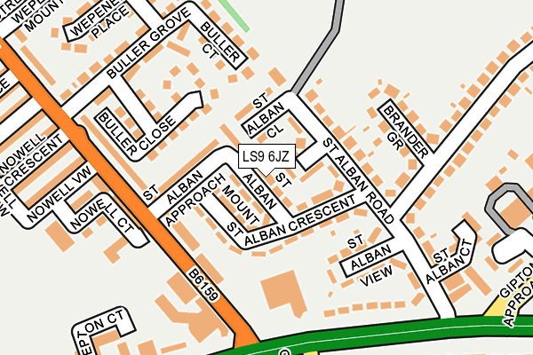 LS9 6JZ map - OS OpenMap – Local (Ordnance Survey)