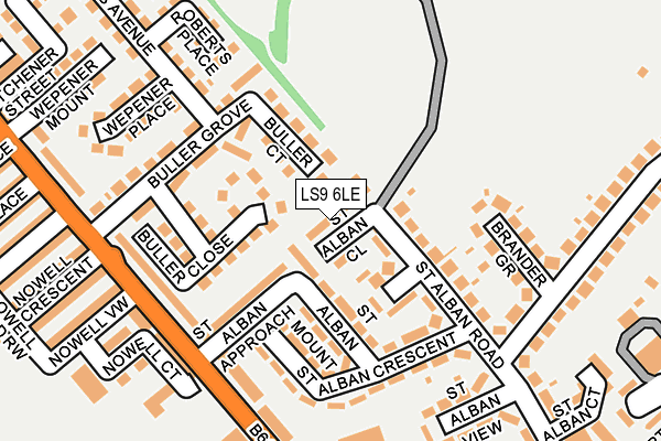 LS9 6LE map - OS OpenMap – Local (Ordnance Survey)