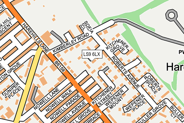 LS9 6LX map - OS OpenMap – Local (Ordnance Survey)