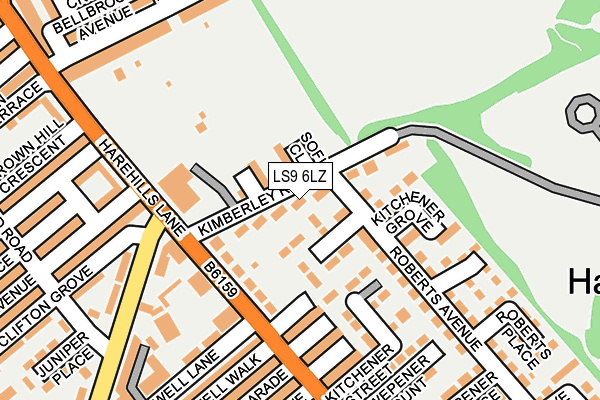 LS9 6LZ map - OS OpenMap – Local (Ordnance Survey)