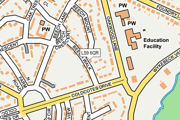 LS9 6QR map - OS OpenMap – Local (Ordnance Survey)