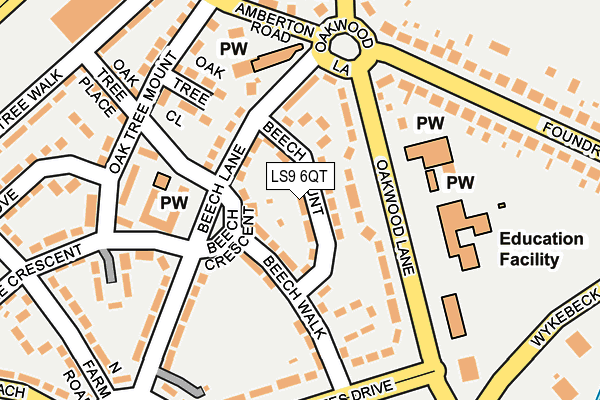 LS9 6QT map - OS OpenMap – Local (Ordnance Survey)