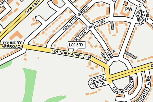 LS9 6RX map - OS OpenMap – Local (Ordnance Survey)