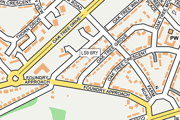 LS9 6RY map - OS OpenMap – Local (Ordnance Survey)