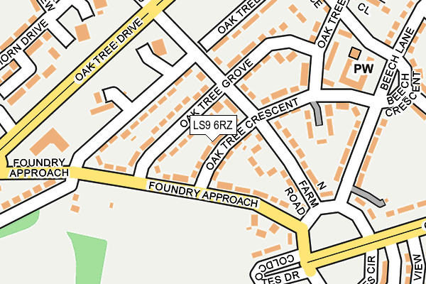 LS9 6RZ map - OS OpenMap – Local (Ordnance Survey)