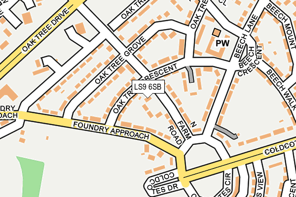 LS9 6SB map - OS OpenMap – Local (Ordnance Survey)