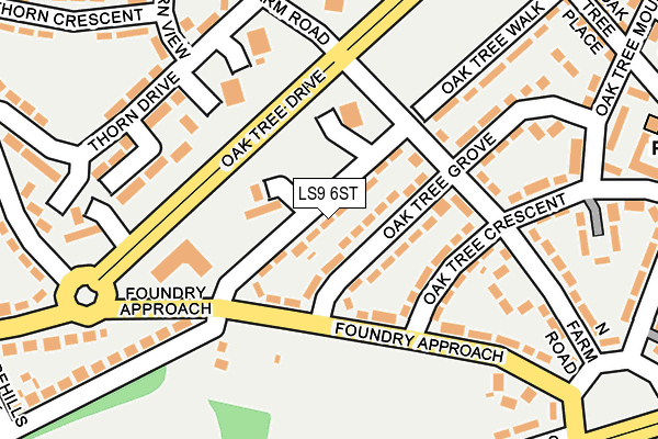 LS9 6ST map - OS OpenMap – Local (Ordnance Survey)
