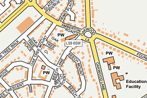 LS9 6SW map - OS OpenMap – Local (Ordnance Survey)