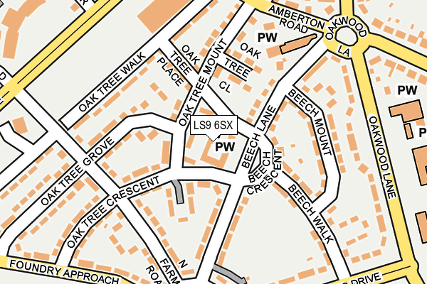 LS9 6SX map - OS OpenMap – Local (Ordnance Survey)