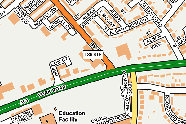 LS9 6TF map - OS OpenMap – Local (Ordnance Survey)