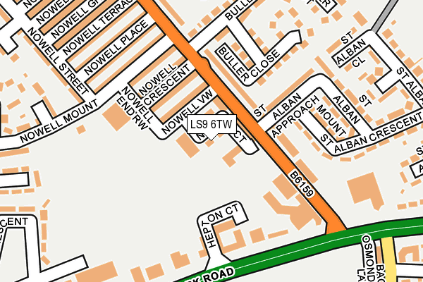 LS9 6TW map - OS OpenMap – Local (Ordnance Survey)