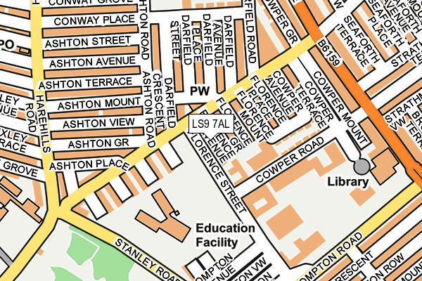 LS9 7AL map - OS OpenMap – Local (Ordnance Survey)