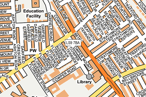 LS9 7BA map - OS OpenMap – Local (Ordnance Survey)
