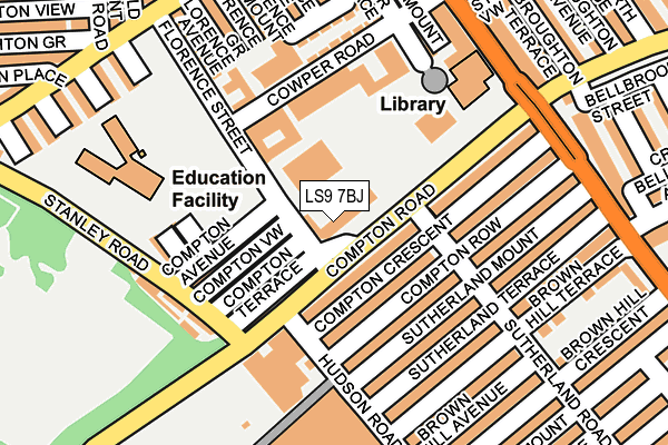 LS9 7BJ map - OS OpenMap – Local (Ordnance Survey)
