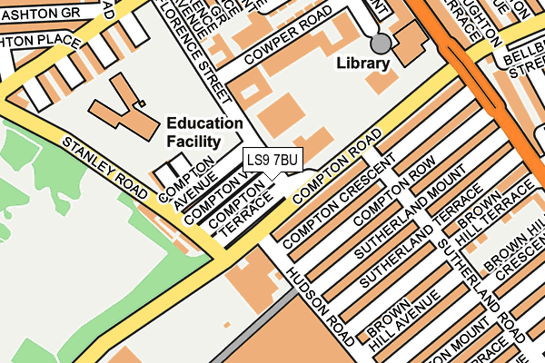 LS9 7BU map - OS OpenMap – Local (Ordnance Survey)