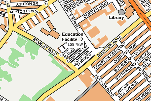 LS9 7BW map - OS OpenMap – Local (Ordnance Survey)