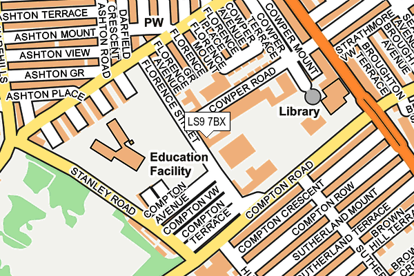 LS9 7BX map - OS OpenMap – Local (Ordnance Survey)
