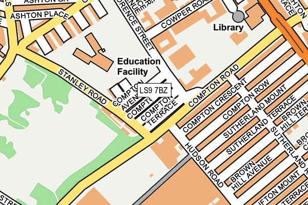 LS9 7BZ map - OS OpenMap – Local (Ordnance Survey)