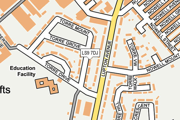 LS9 7DJ map - OS OpenMap – Local (Ordnance Survey)