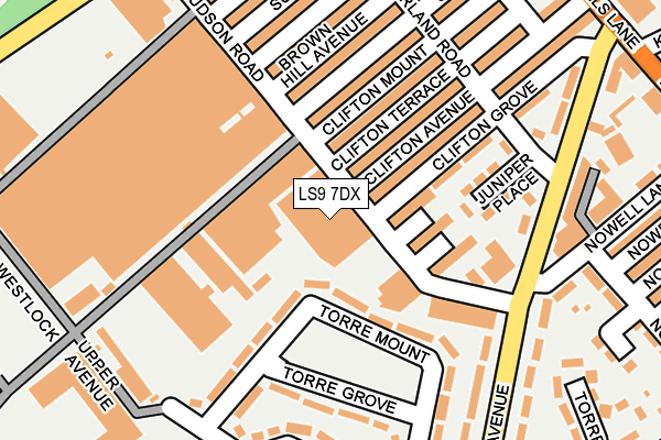 LS9 7DX map - OS OpenMap – Local (Ordnance Survey)